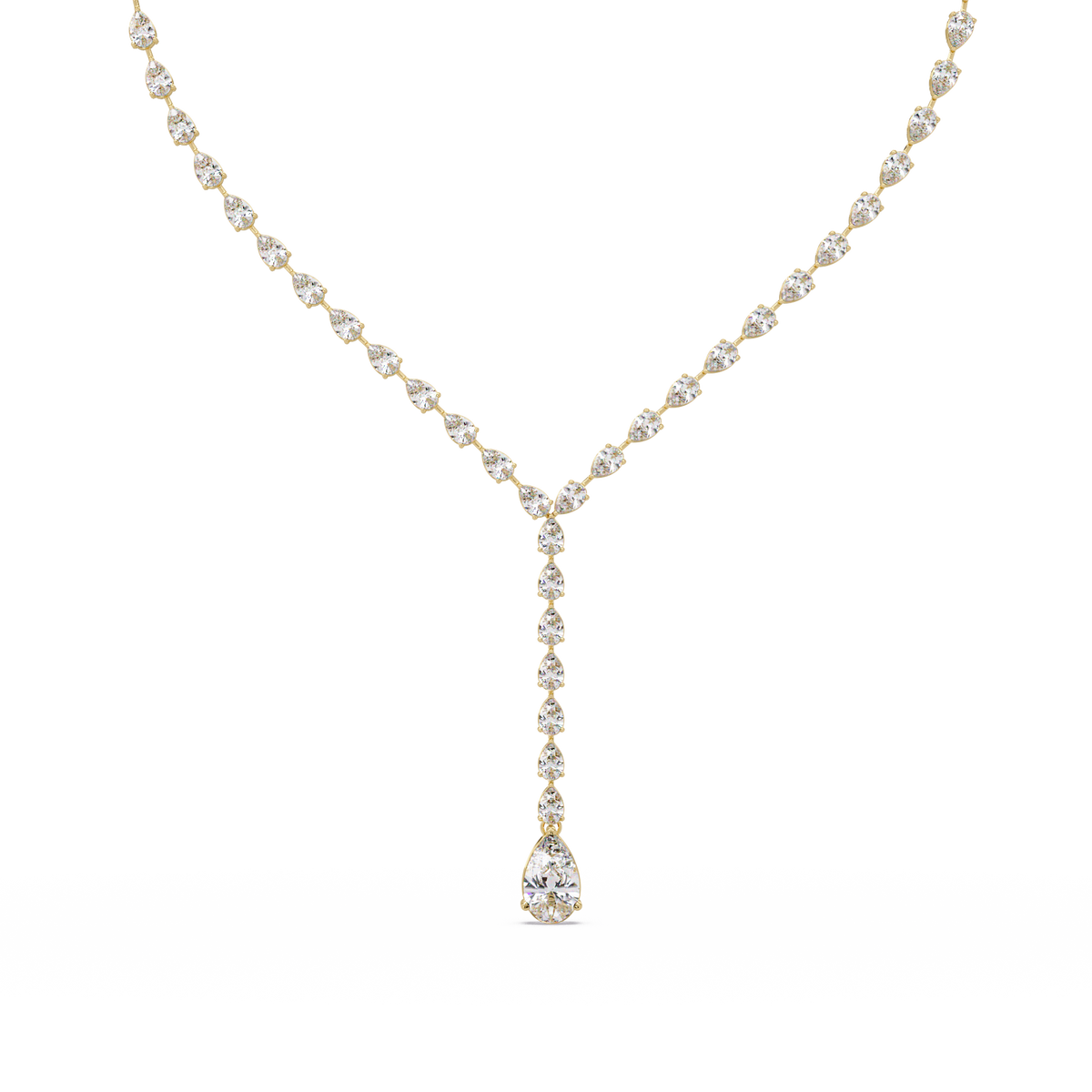 14k Yellow Gold Pear Tennis Lab Grown Diamond Necklace - HIGHCARAT DIAMONDS