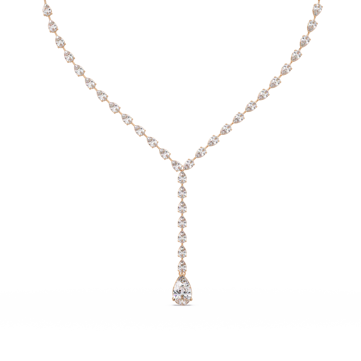 14k Yellow Gold Pear Tennis Lab Grown Diamond Necklace - HIGHCARAT DIAMONDS