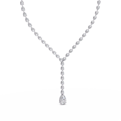 14k Yellow Gold Pear Tennis Lab Grown Diamond Necklace - HIGHCARAT DIAMONDS