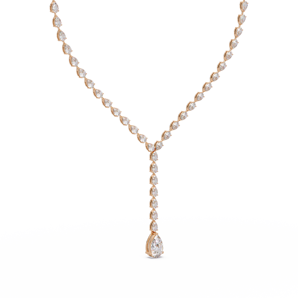 14k Yellow Gold Pear Tennis Lab Grown Diamond Necklace - HIGHCARAT DIAMONDS