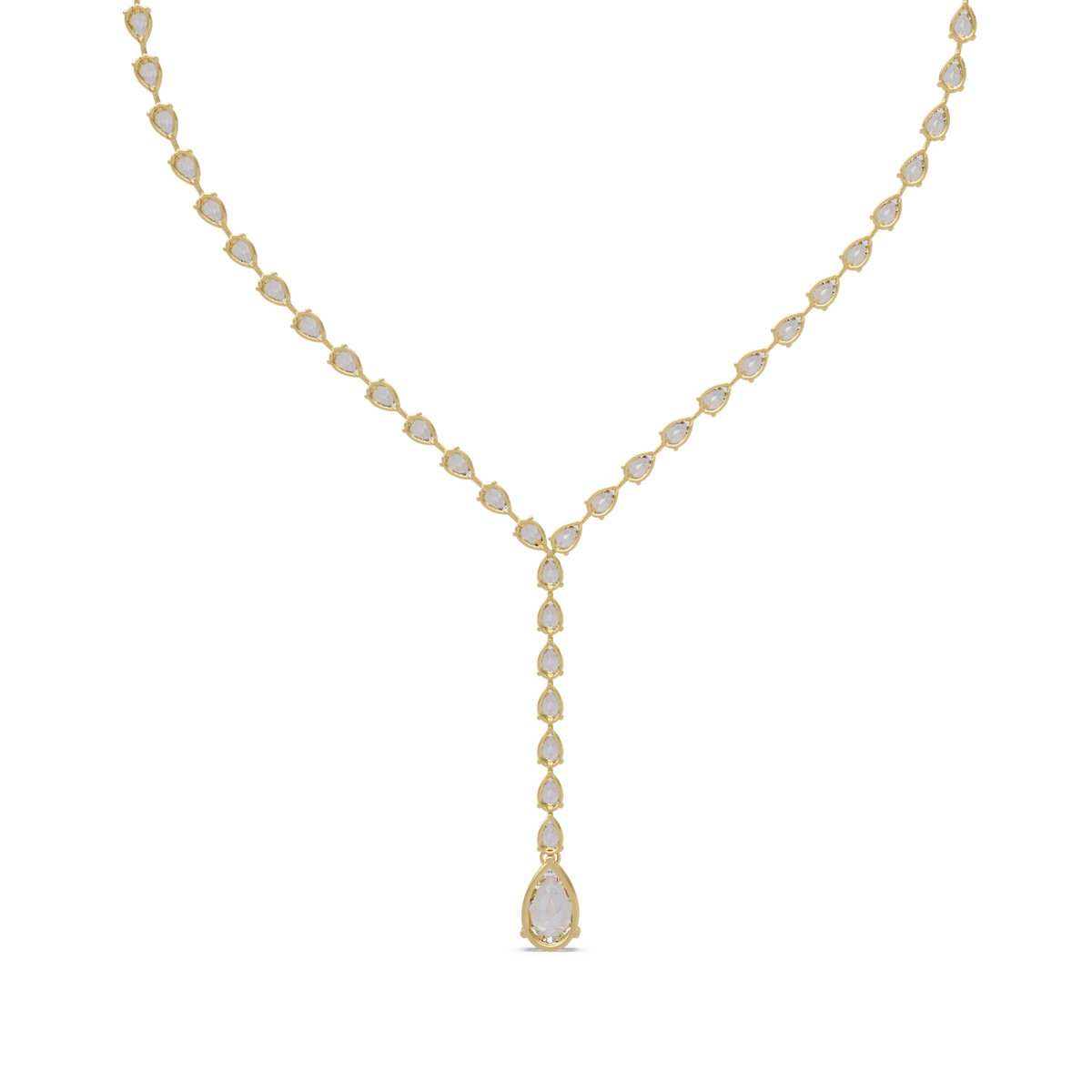 14k Yellow Gold Pear Tennis Lab Grown Diamond Necklace - HIGHCARAT DIAMONDS