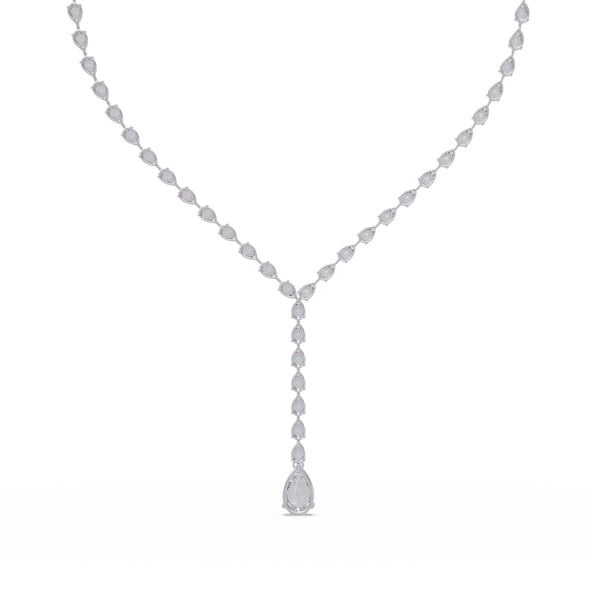 14k Yellow Gold Pear Tennis Lab Grown Diamond Necklace - HIGHCARAT DIAMONDS