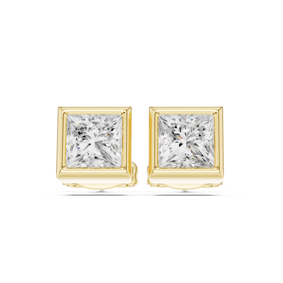 Princess Cut Lab Grown Diamond Vintage Stud Earrings