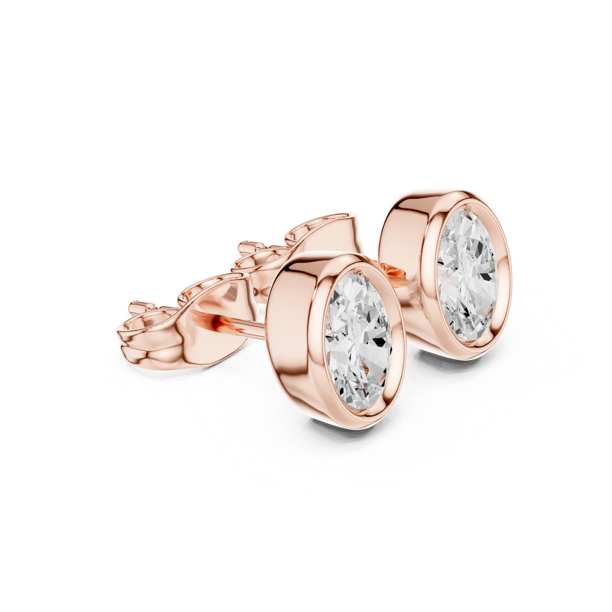 Oval Cut Lab Grown Diamond Vintage Stud Earrings