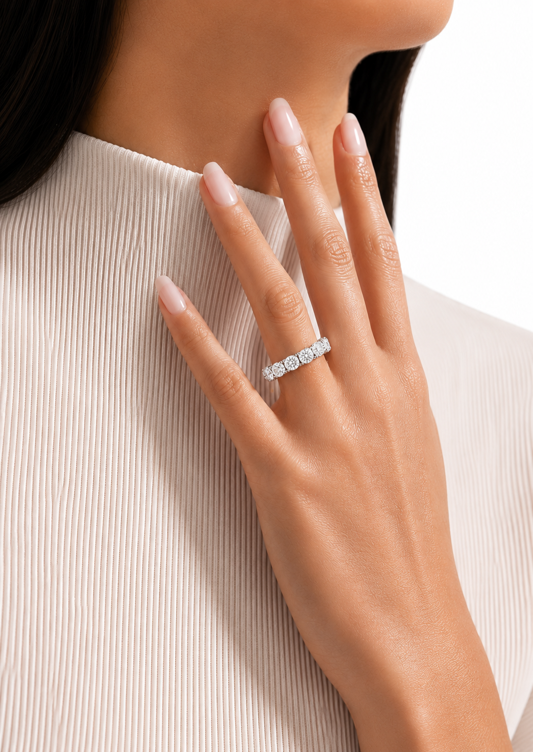 18k Solid Gold Natural or lab grown 1.04 Ct Round Diamond  Full Eternity Wedding Band Gift  For Her - HIGHCARAT DIAMONDS