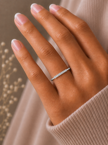 Minimalist Round Diamond Stackable Band Ring Elegant Gift for Women's In 18K Solid Gold - HIGHCARAT DIAMONDS