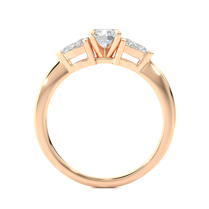 18K Solid Gold Pear cut Lab Grown diamond Three Stone Diamond Ring Gift For Anniversary - HIGHCARAT DIAMONDS