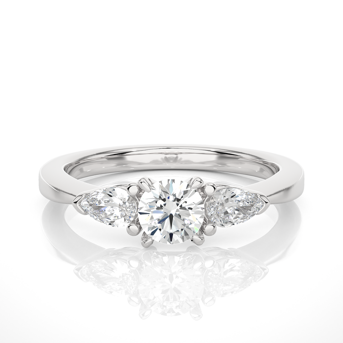 18K Solid Gold Pear cut Lab Grown diamond Three Stone Diamond Ring Gift For Anniversary - HIGHCARAT DIAMONDS