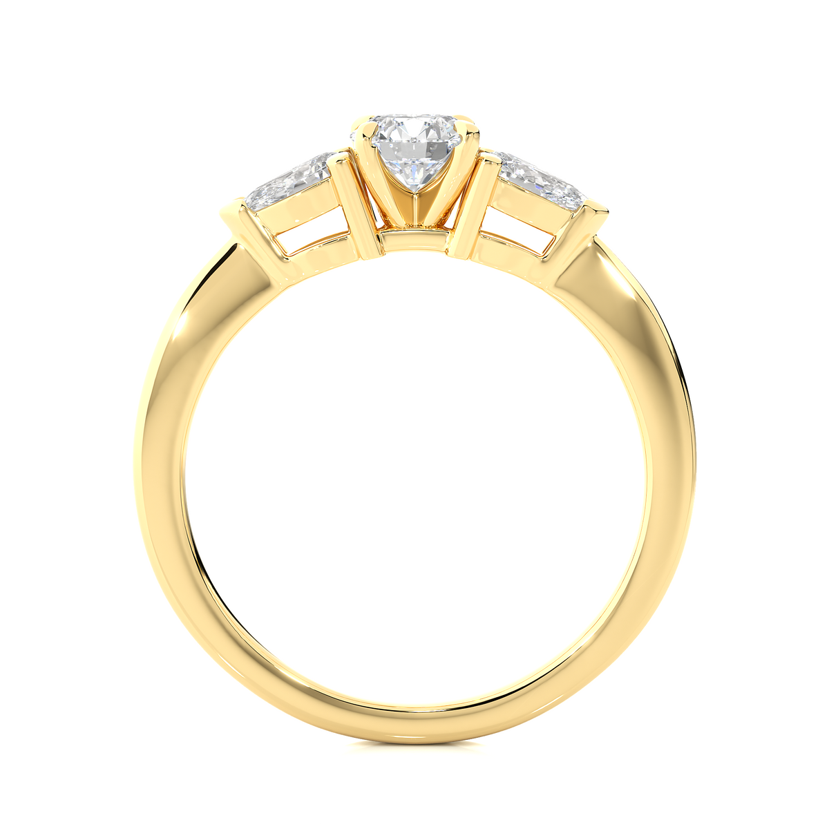 18K Solid Gold Pear cut Lab Grown diamond Three Stone Diamond Ring Gift For Anniversary - HIGHCARAT DIAMONDS