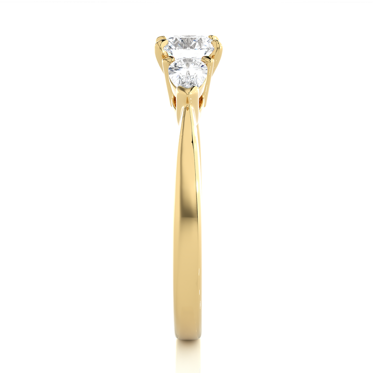18K Solid Gold Pear cut Lab Grown diamond Three Stone Diamond Ring Gift For Anniversary - HIGHCARAT DIAMONDS
