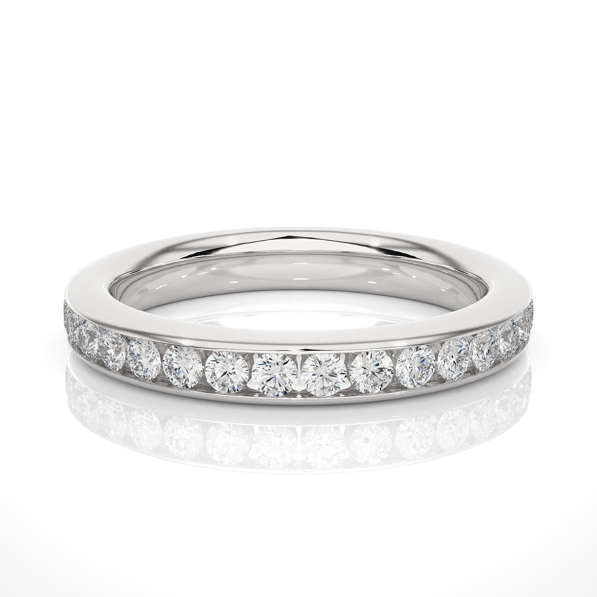 18k Solid Gold Round Shaped Lab Grown/Natural Diamond Full Eternity Band for her gifted - HIGHCARAT DIAMONDS