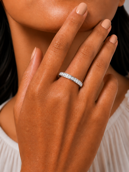 18k Solid Gold Round Shaped Lab Grown/Natural Diamond Full Eternity Band for her gifted - HIGHCARAT DIAMONDS
