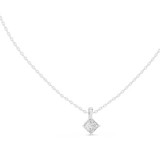 Princess Cut Prong Set Lab Grown Diamond Pendant Angled Perspective