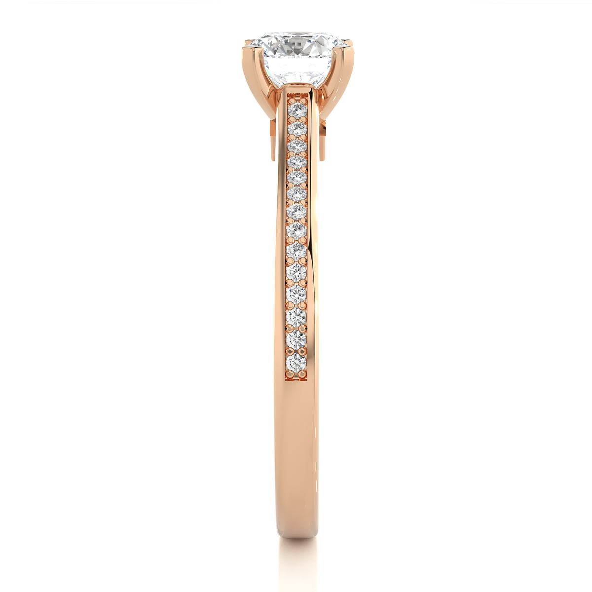 18k Round Cut  Lab Grown Diamond And Side stones  With Accent Ring  for bridal  Gift - HIGHCARAT DIAMONDS