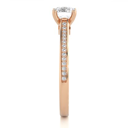 18k Round Cut  Lab Grown Diamond And Side stones  With Accent Ring  for bridal  Gift - HIGHCARAT DIAMONDS