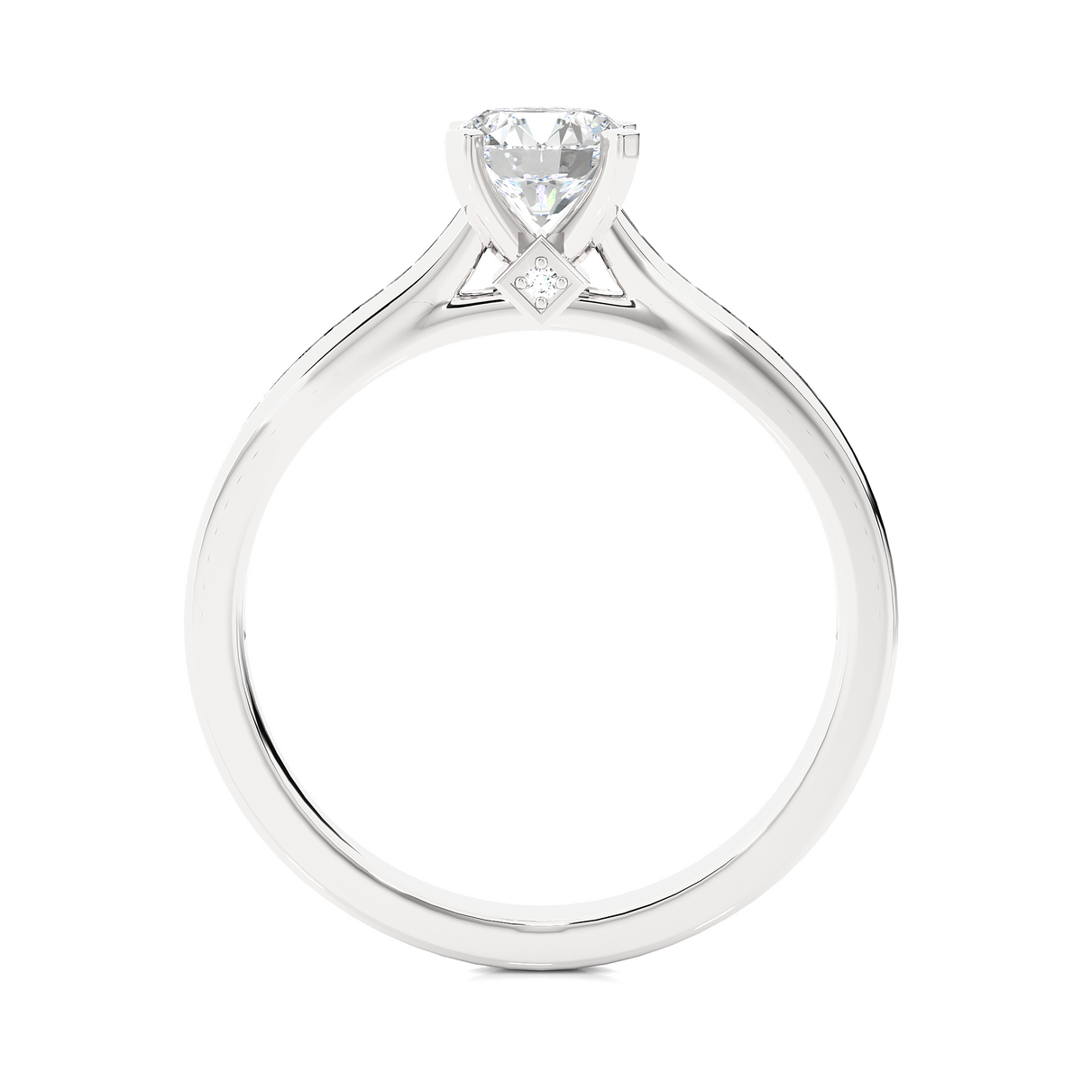18k Round Cut  Lab Grown Diamond And Side stones  With Accent Ring  for bridal  Gift - HIGHCARAT DIAMONDS