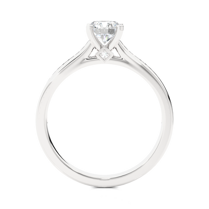 18k Round Cut  Lab Grown Diamond And Side stones  With Accent Ring  for bridal  Gift - HIGHCARAT DIAMONDS