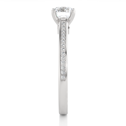 18k Round Cut  Lab Grown Diamond And Side stones  With Accent Ring  for bridal  Gift - HIGHCARAT DIAMONDS