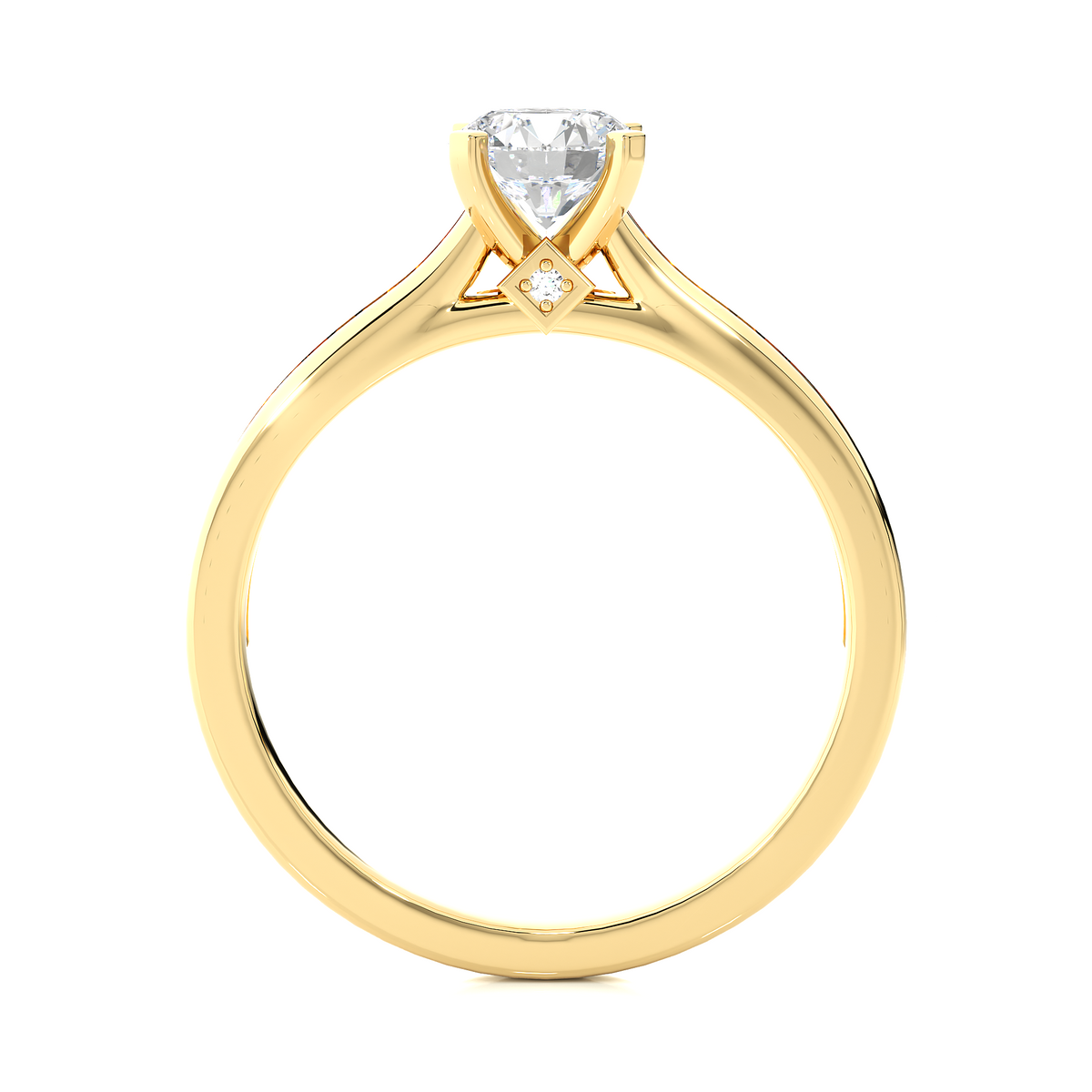 18k Round Cut  Lab Grown Diamond And Side stones  With Accent Ring  for bridal  Gift - HIGHCARAT DIAMONDS
