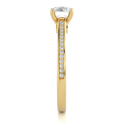 18k Round Cut  Lab Grown Diamond And Side stones  With Accent Ring  for bridal  Gift - HIGHCARAT DIAMONDS