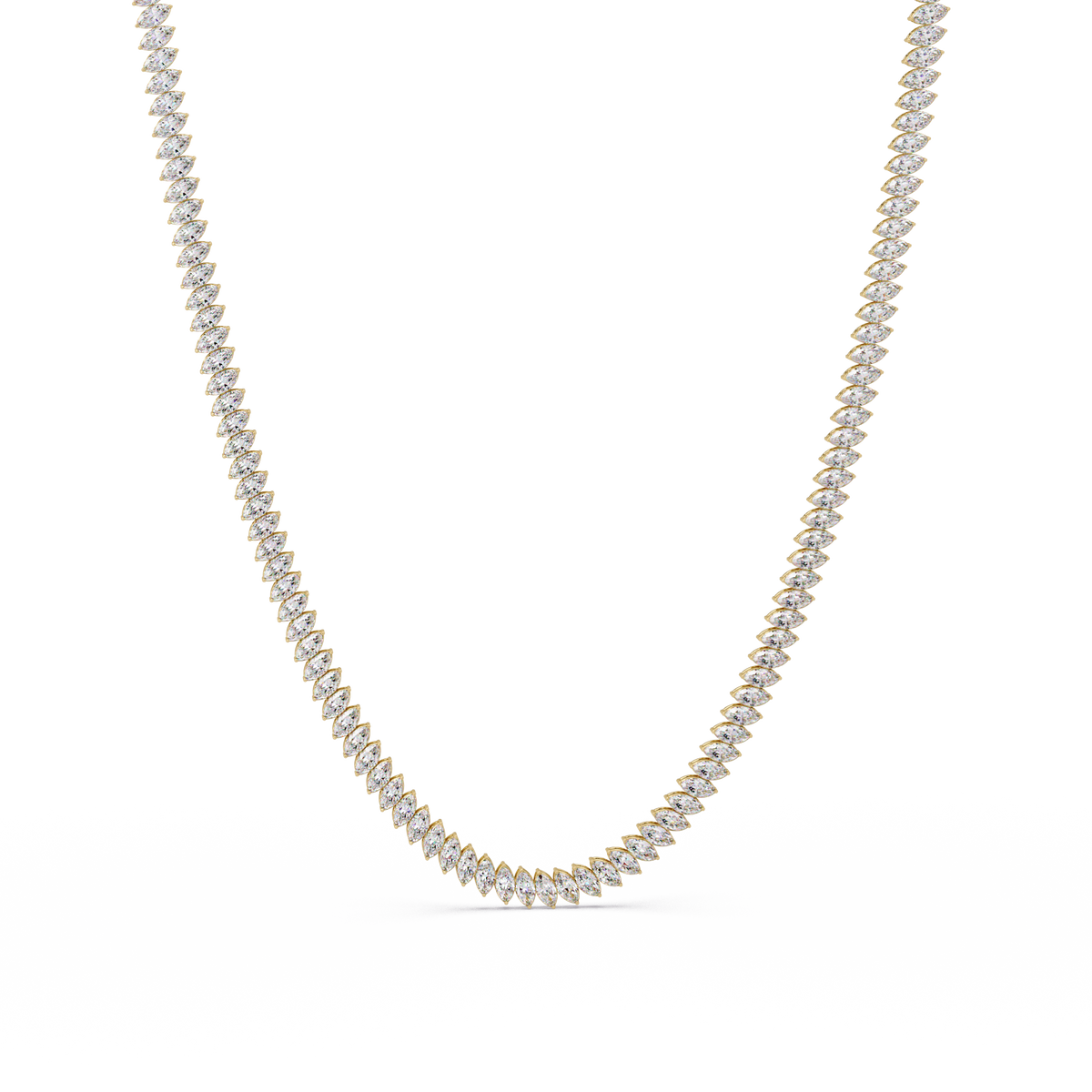 18k Solid Gold Marquise Tennis Diamond Necklace - HIGHCARAT DIAMONDS