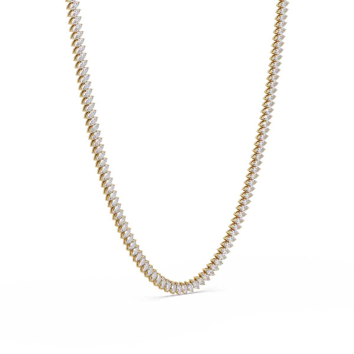 18k Solid Gold Marquise Tennis Diamond Necklace - HIGHCARAT DIAMONDS