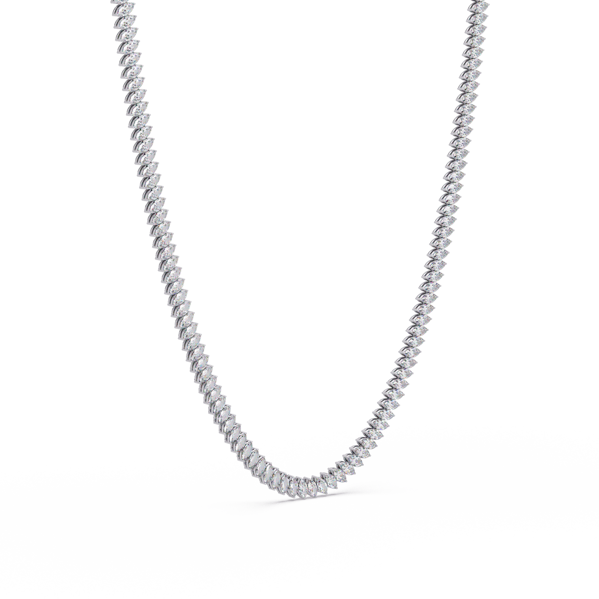 18k Solid Gold Marquise Tennis Diamond Necklace - HIGHCARAT DIAMONDS