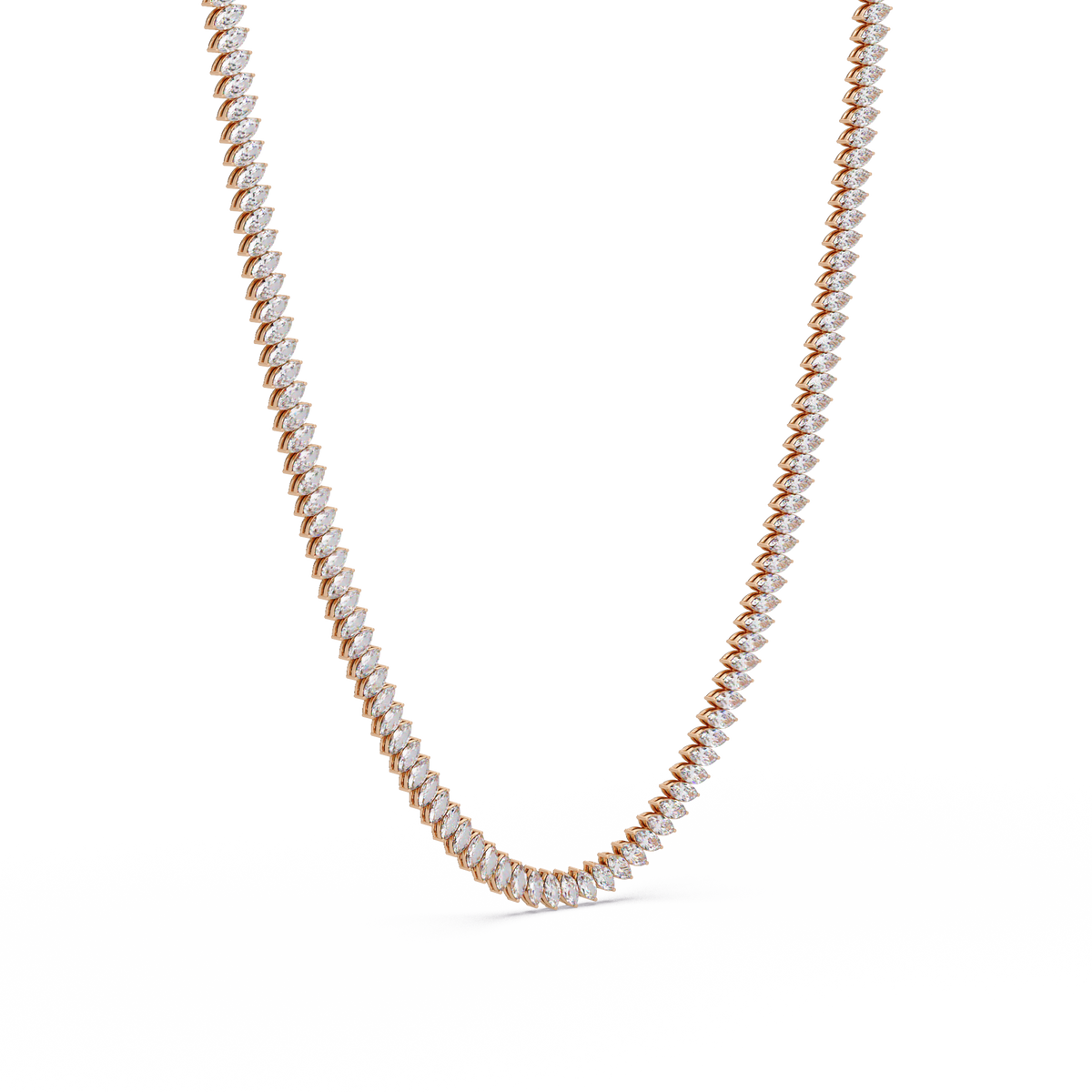 18k Solid Gold Marquise Tennis Diamond Necklace - HIGHCARAT DIAMONDS