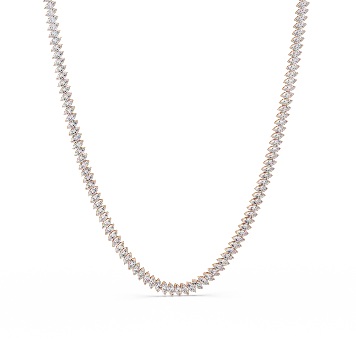 18k Solid Gold Marquise Tennis Diamond Necklace - HIGHCARAT DIAMONDS