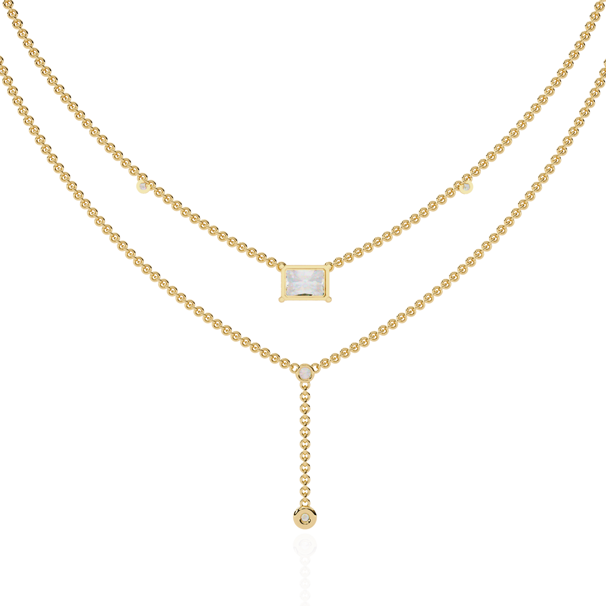 18k Solid Gold Radiant And Round 1.72 Ct  Cut Lab Grown Diamond Elegant Solitaire Cluster Daily Wear Necklace - HIGHCARAT DIAMONDS
