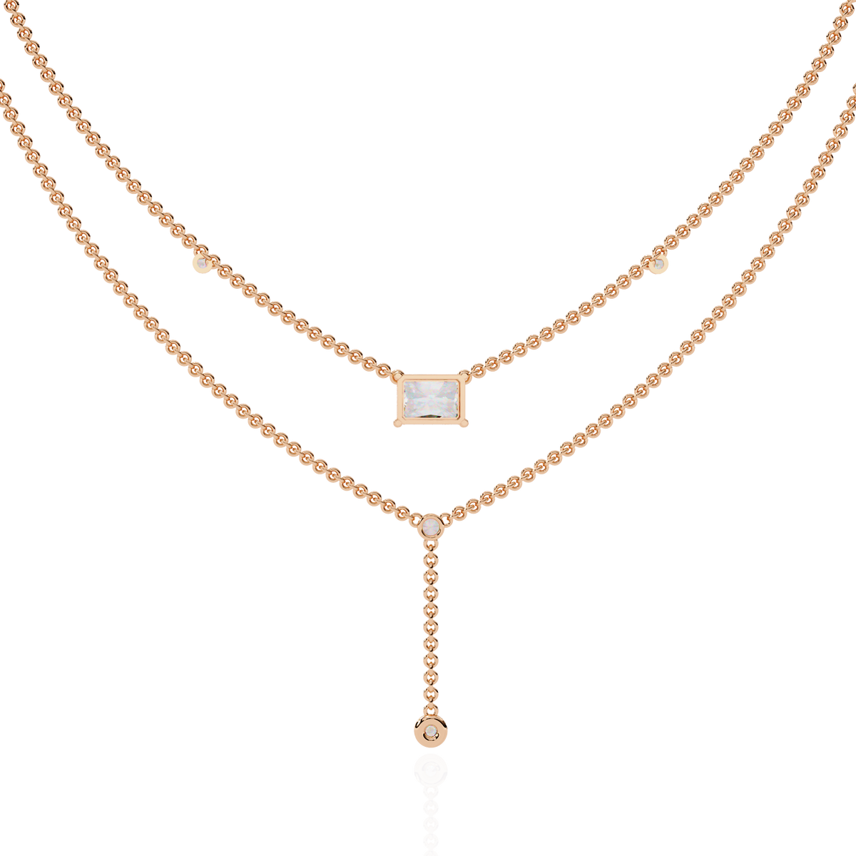 18k Solid Gold Radiant And Round 1.72 Ct  Cut Lab Grown Diamond Elegant Solitaire Cluster Daily Wear Necklace - HIGHCARAT DIAMONDS