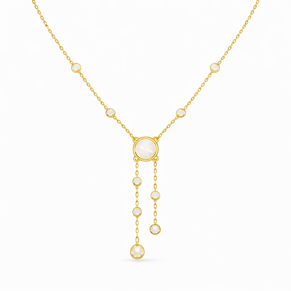 18k Solid Gold  Round Cut Lab Grown White Colorless  Diamond Art Deco Vintage Party Wear Anek Necklace - HIGHCARAT DIAMONDS