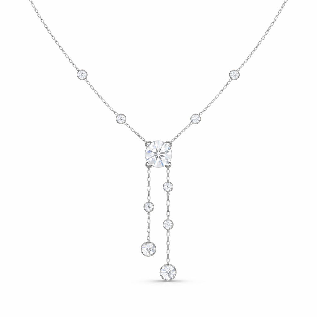 18k Solid Gold  Round Cut Lab Grown White Colorless  Diamond Art Deco Vintage Party Wear Anek Necklace - HIGHCARAT DIAMONDS