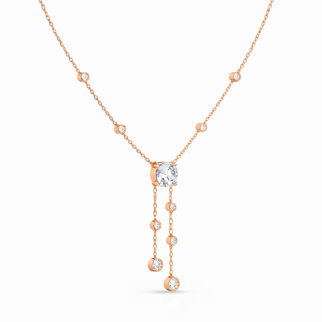 18k Solid Gold  Round Cut Lab Grown White Colorless  Diamond Art Deco Vintage Party Wear Anek Necklace - HIGHCARAT DIAMONDS