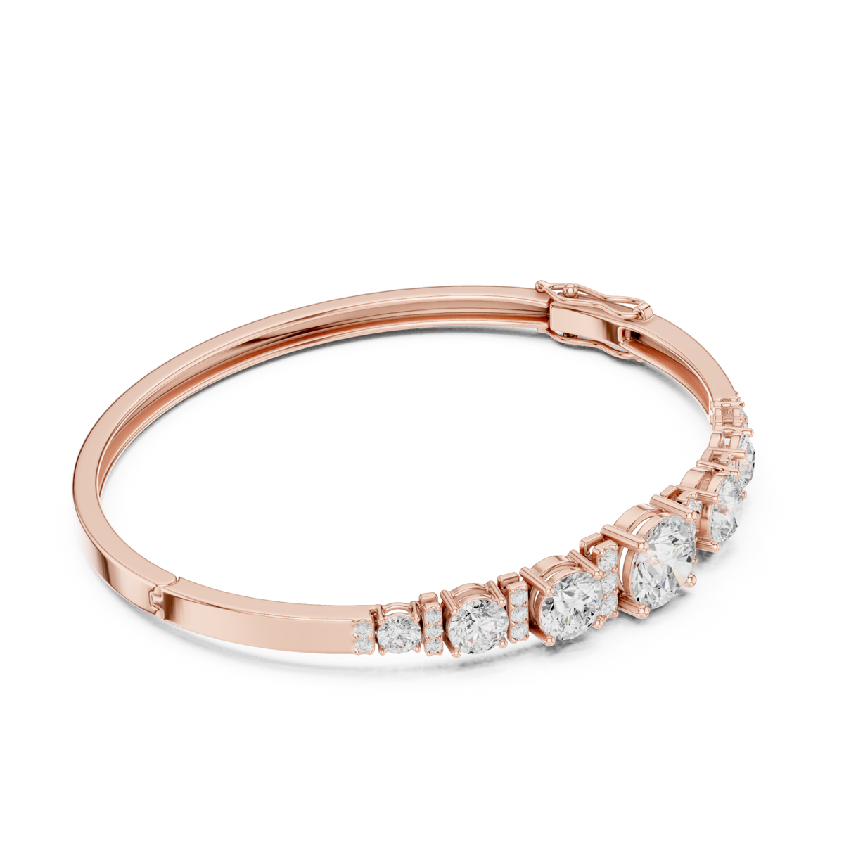 18k Solid Rose Gold 5.40CT Round Cut Lab Grown Diamond Wedding Bracelet - HIGHCARAT DIAMONDS