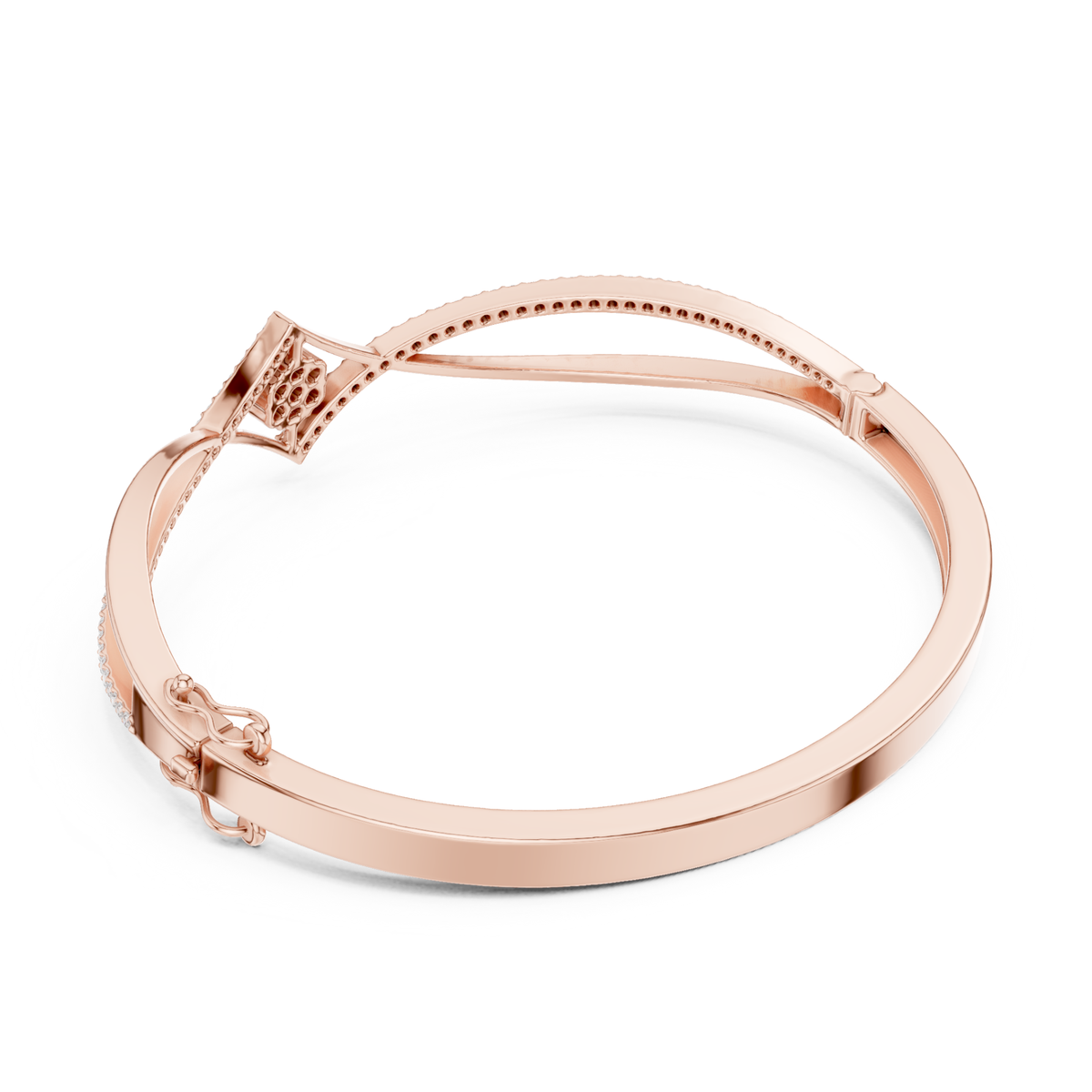 18k Solid White Gold Round Cut Lab Grown Diamond Ethical Bangle Bracelet - HIGHCARAT DIAMONDS