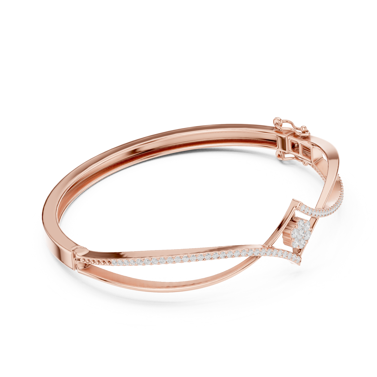 18k Solid White Gold Round Cut Lab Grown Diamond Ethical Bangle Bracelet - HIGHCARAT DIAMONDS
