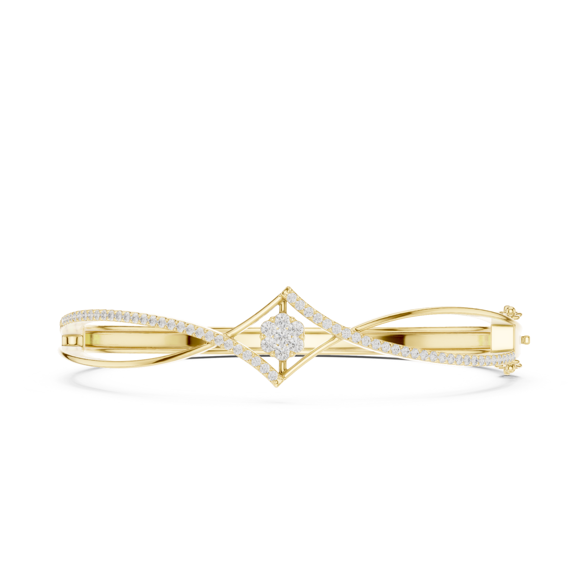 18k Solid White Gold Round Cut Lab Grown Diamond Ethical Bangle Bracelet - HIGHCARAT DIAMONDS