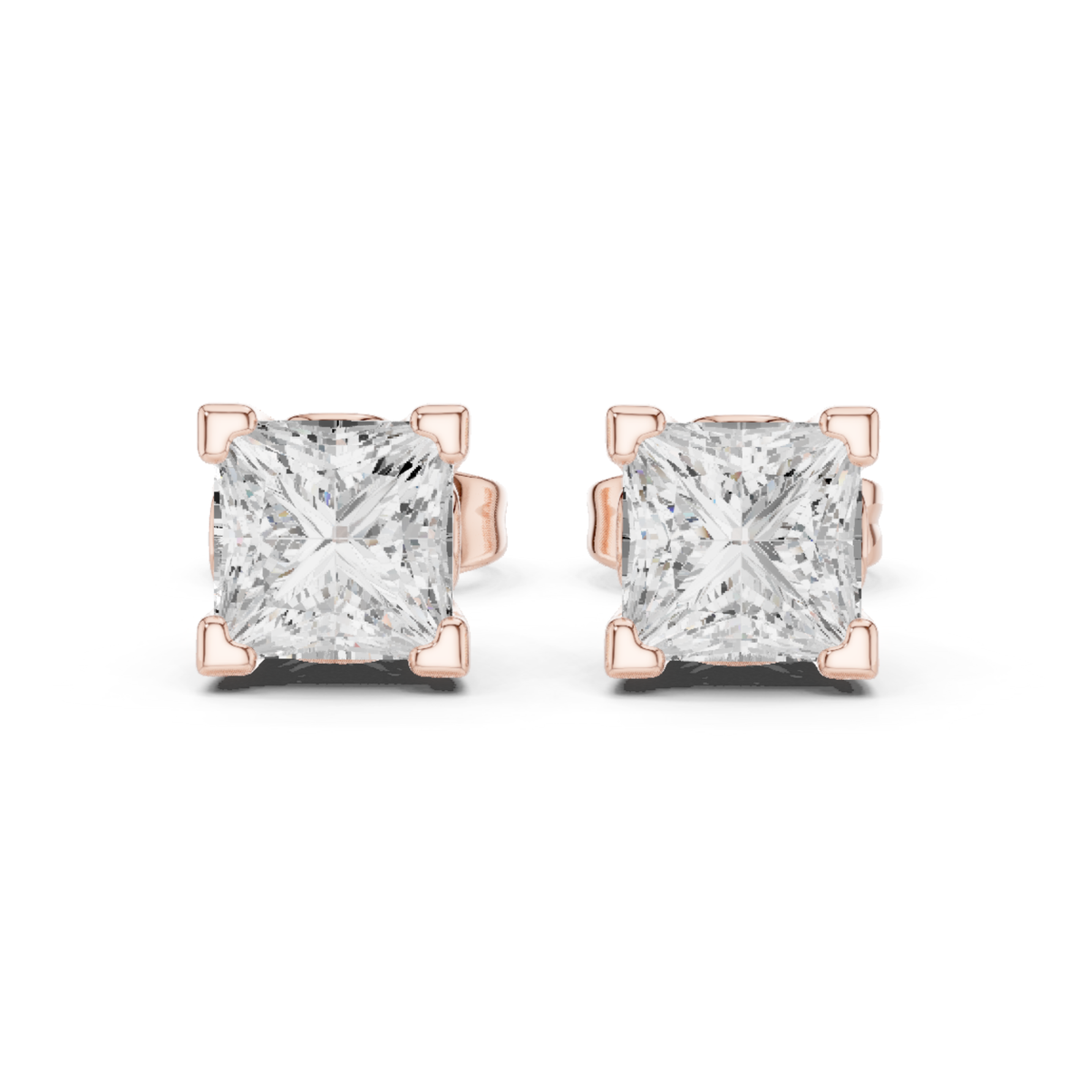 Princess Cut Lab Grown Diamond Solitaire Stud Earring