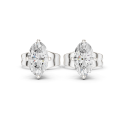 Oval Cut Lab Grown Diamond Solitaire 4 Prong Stud Earring Front View