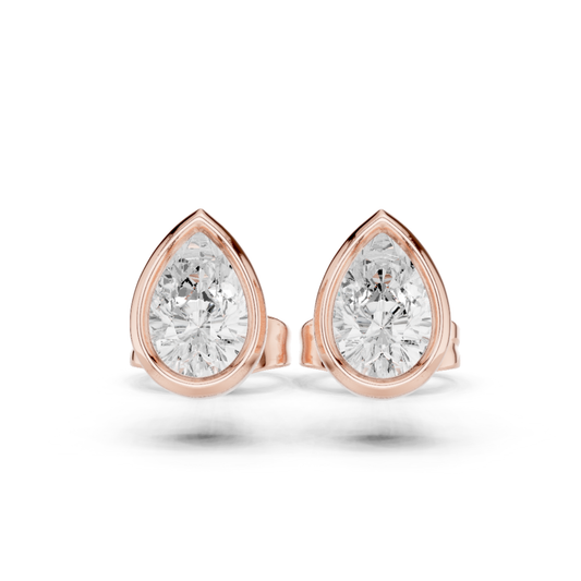 Pear Cut Lab Grown Diamond Vintage Stud Earrings