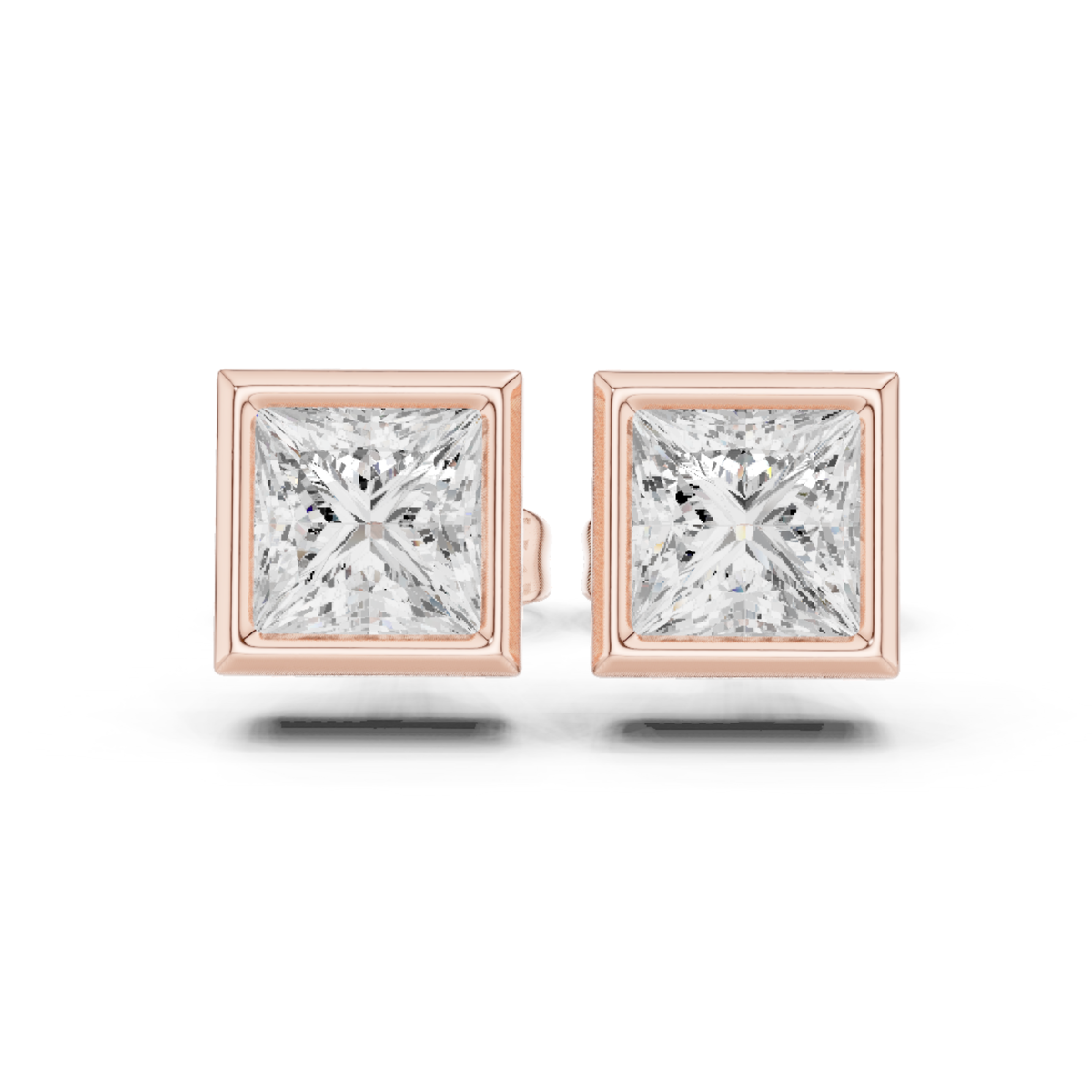 Princess Cut Lab Grown Diamond Vintage Stud Earrings