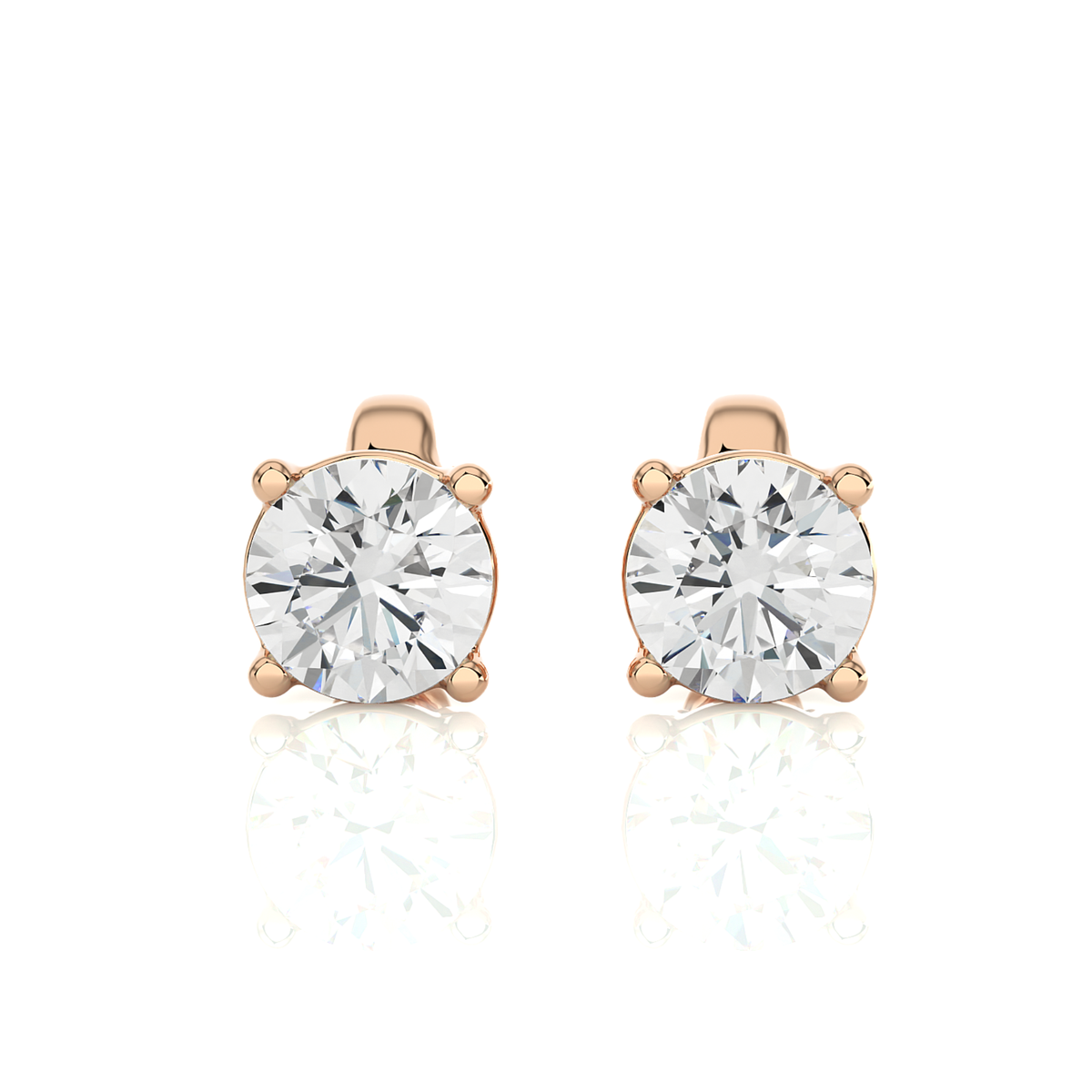 14K Yellow Gold Round Brilliant Cut Diamond Earrings