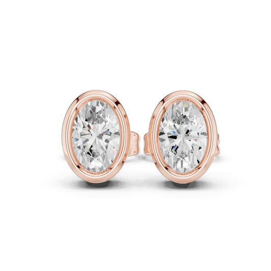 Oval Cut Lab Grown Diamond Vintage Stud Earrings