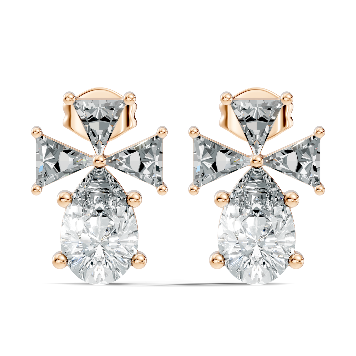 Triangle & Pear Lab Grown Diamond Vinatge Stud Earring