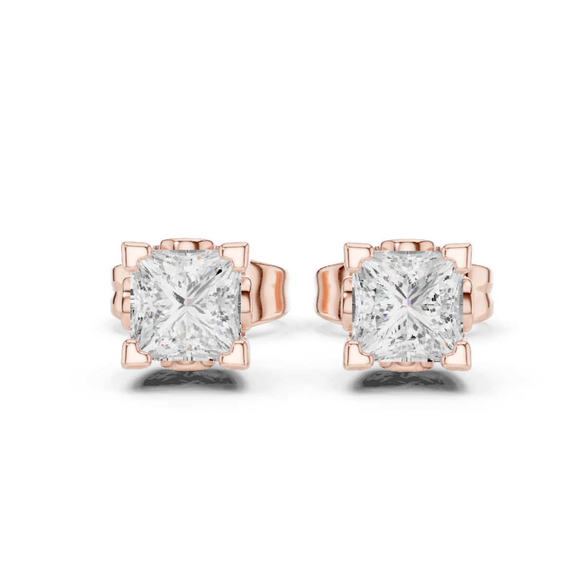 Princess Cut Lab Grown Classic Studs Solitaire Diamond Earring