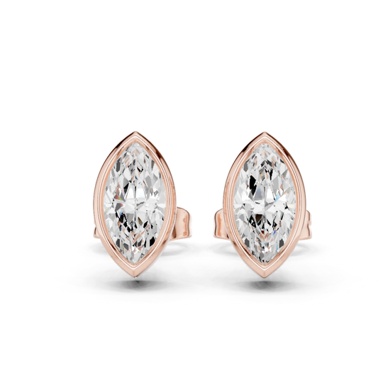 Marquise Cut Lab Grown Diamond Bezel Stud Earrings