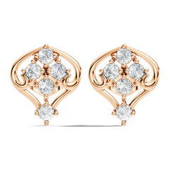 Lab Grown Round Cut Diamond Vintage Scroll Cluster Stud Earring