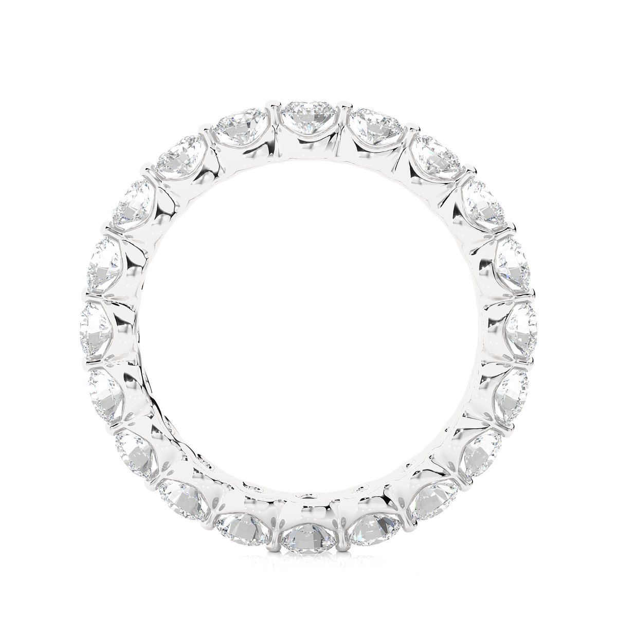 2.03 CT Channel Set Round Cut Lab Grown & Natural Diamond  Colorless Engagement Ring, With 14K Solid White Gold - HIGHCARAT DIAMONDS