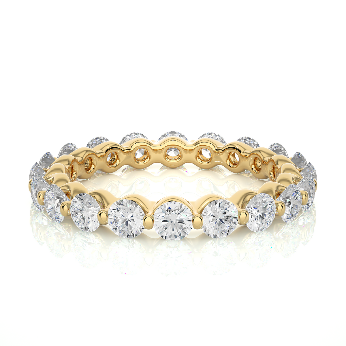 2.03 CT Channel Set Round Cut Lab Grown & Natural Diamond  Colorless Engagement Ring, With 14K Solid White Gold - HIGHCARAT DIAMONDS